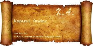 Kapusi Andor névjegykártya