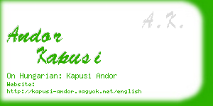 andor kapusi business card